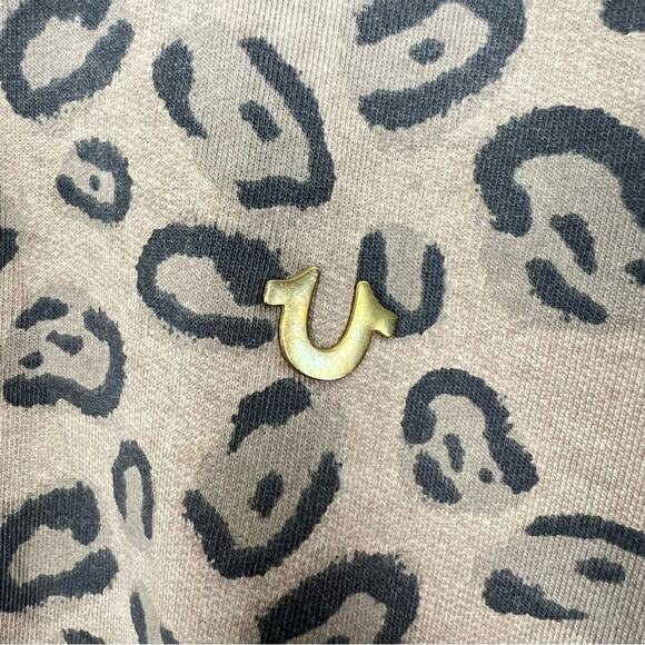 True Religion Long Sleeve Dress in Leopard sz M Cozy Cotton Blend Pullover Tunic - Picture 4 of 8